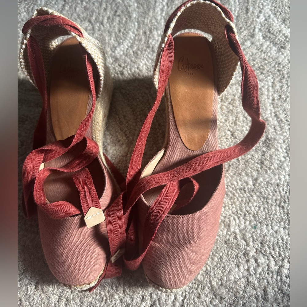 Castaner Women's Rose and Tan Espadrille Wedges